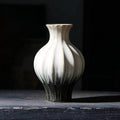 Hand‑Kiln‑Changed Ribbed Ceramic Vase