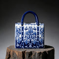Blue-and-White Porcelain Handbag Vase – Creative Ceramic Tote Flower Vessel