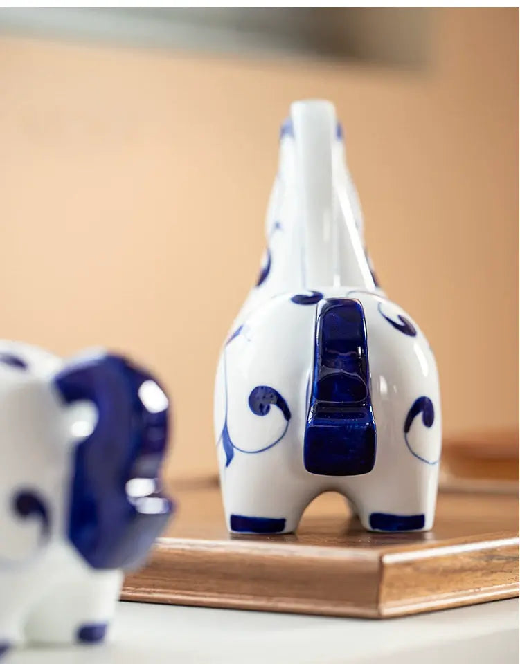 Artistic ceramic horse statue with classic blue hand painting, meaningful cultural ornament as premium gift for craft collectors