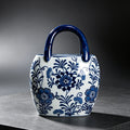 Blue‑and‑White Porcelain Handbag‑Style Vase,