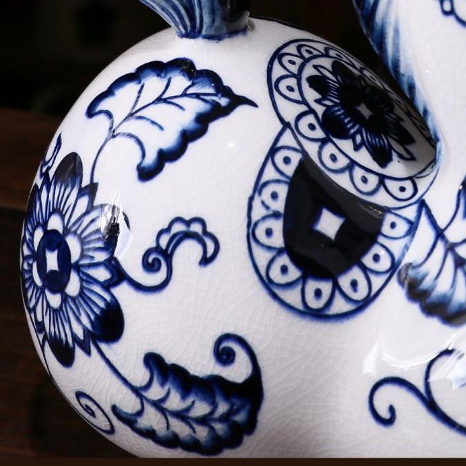 Collectible blue-and-white horses with unique crackle patterns on each piece