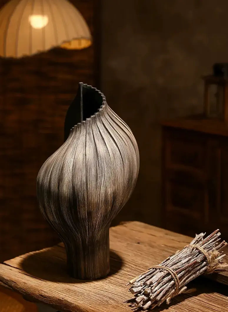 Contemporary ceramic vase with wabi-sabi inspired aesthetics for modern and minimalist interiors