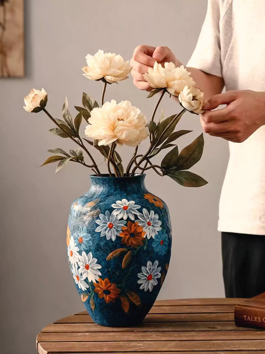 Eco-safe natural clay pottery vase fired at 1200°C, original Jingdezhen artwork for home and meeting room decor