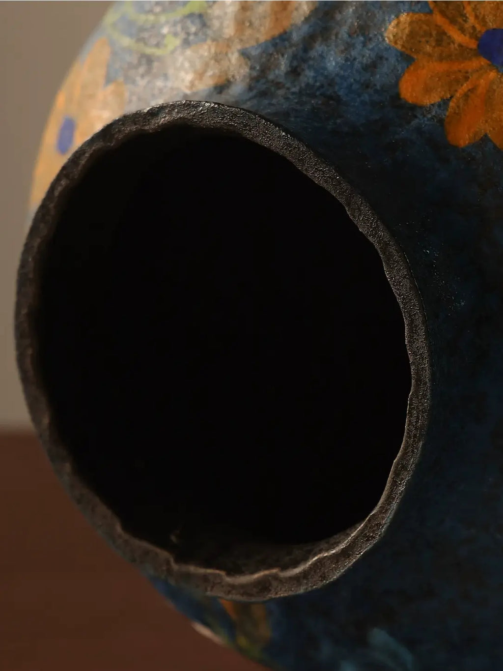 1200 degree high fired clay vase originally made in Jingdezhen, hand painted daisy flowers for interior decoration
