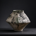 Jingdezhen handmade coarse pottery vase, irregular organic shape, wabi sabi minimalist home decor
