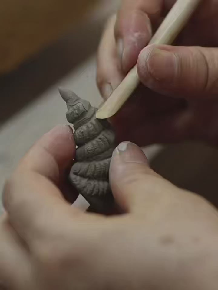 Handmade Shiwan Pottery Waking Lion Figurine | Wong Fei-hung Lion Dance Ceramic Statue