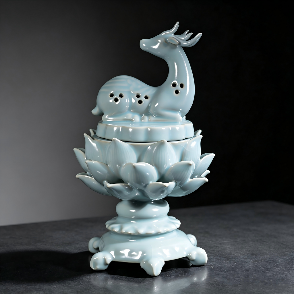 Song Style Ru Ware Sky-Blue Glaze Porcelain Incense Burner