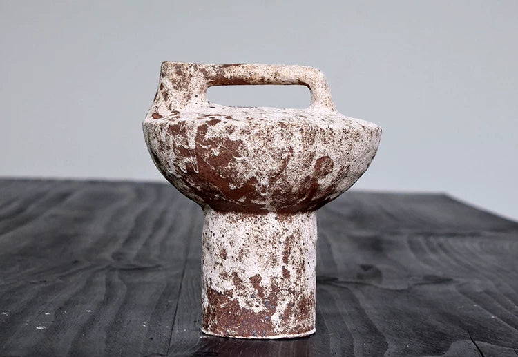 Yaci Ceramic rustic rough pottery vase, usable as hydroponic flower vessel and standalone home decoration